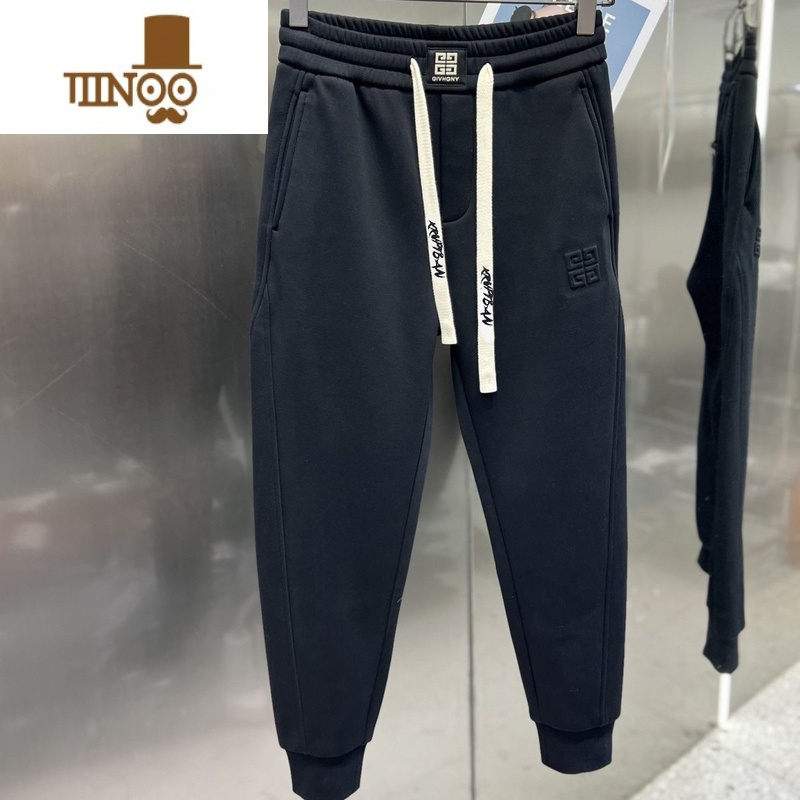 YANXU卫裤男秋季新款百搭束脚运动休闲裤子潮牌网红修身弹力小脚哈弹红高清大图