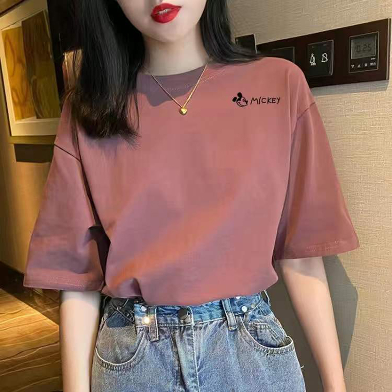 棉2022年夏季新款超火短袖原宿风印花t恤女宽松显瘦百搭T恤上衣莎丞