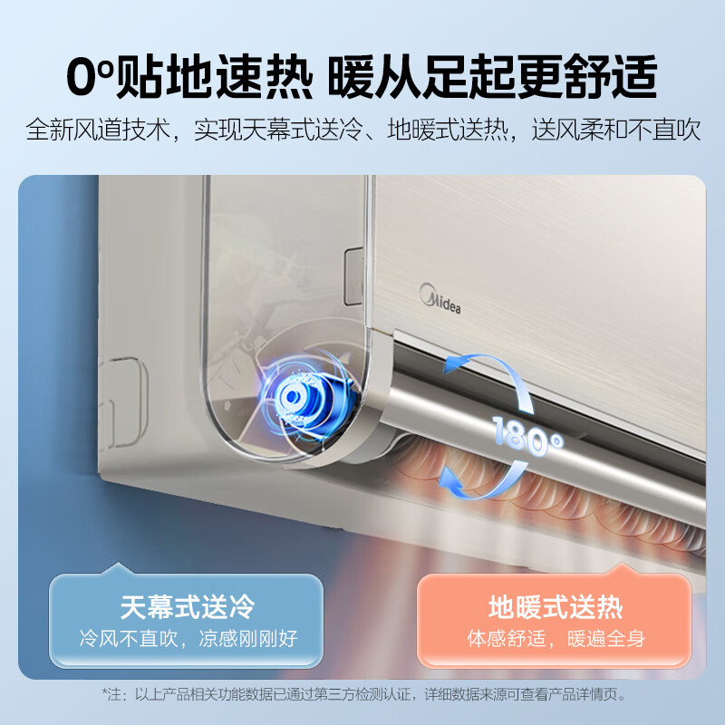 美的京耀空调挂机1.5匹新1级智能变频冷暖壁挂式防直吹KFR-35GW/N8MXJ1