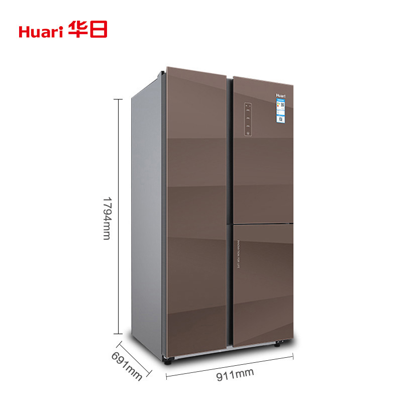 华日huari580升对开门冰箱t型三门钢化玻璃百搭外观变频智能风冷无霜