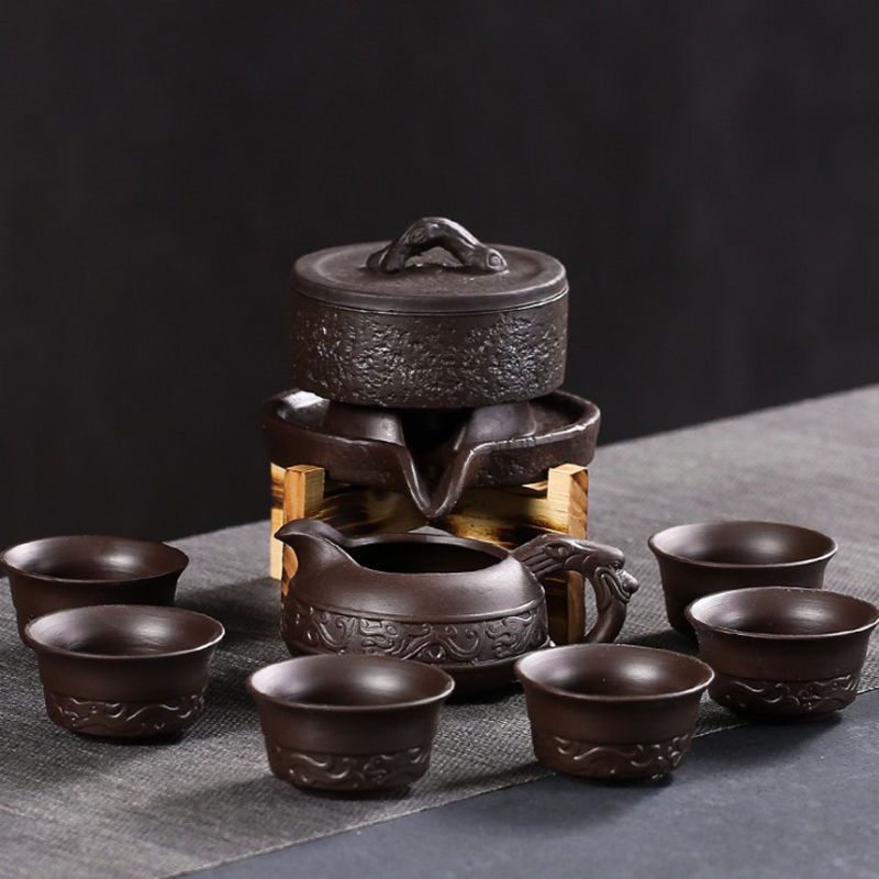时来运转半自动功夫茶具套装防烫陶瓷石墨茶壶泡茶器家用特惠石磨茶具