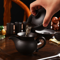 尚帝(shangdi)整套茶具套装茶壶杯紫砂功夫茶具科技木茶盘整块四合一 压板大平板圣龙紫砂电热炉套装