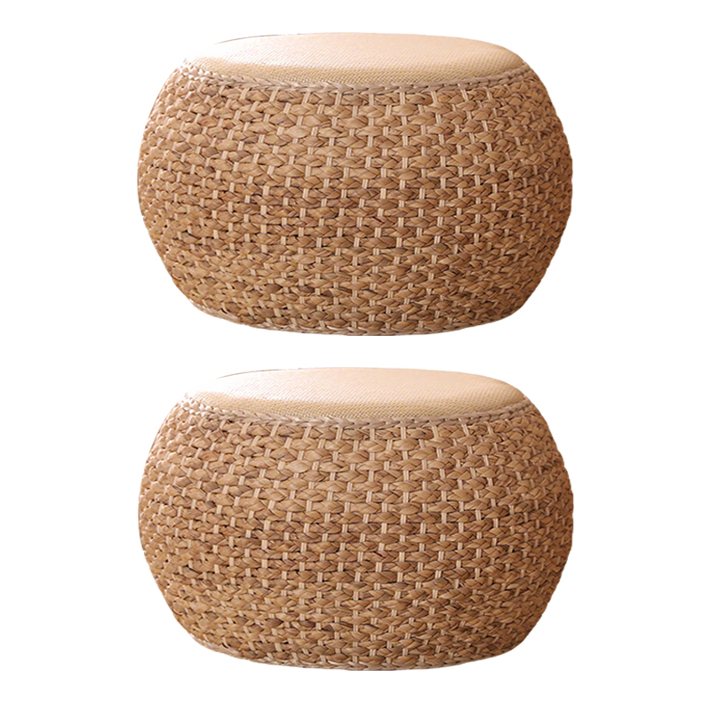 先围 藤编矮凳 原色40*22cm 个高清大图