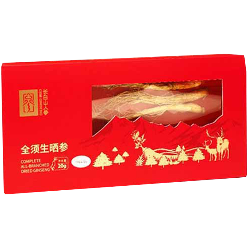 长白山人参全须生晒参50-60全须生晒参礼盒20g*4盒高清大图