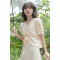 CACHE泡泡袖V领短上衣小众夏季甜美温柔韩系法式漂亮小衫蕾丝花边