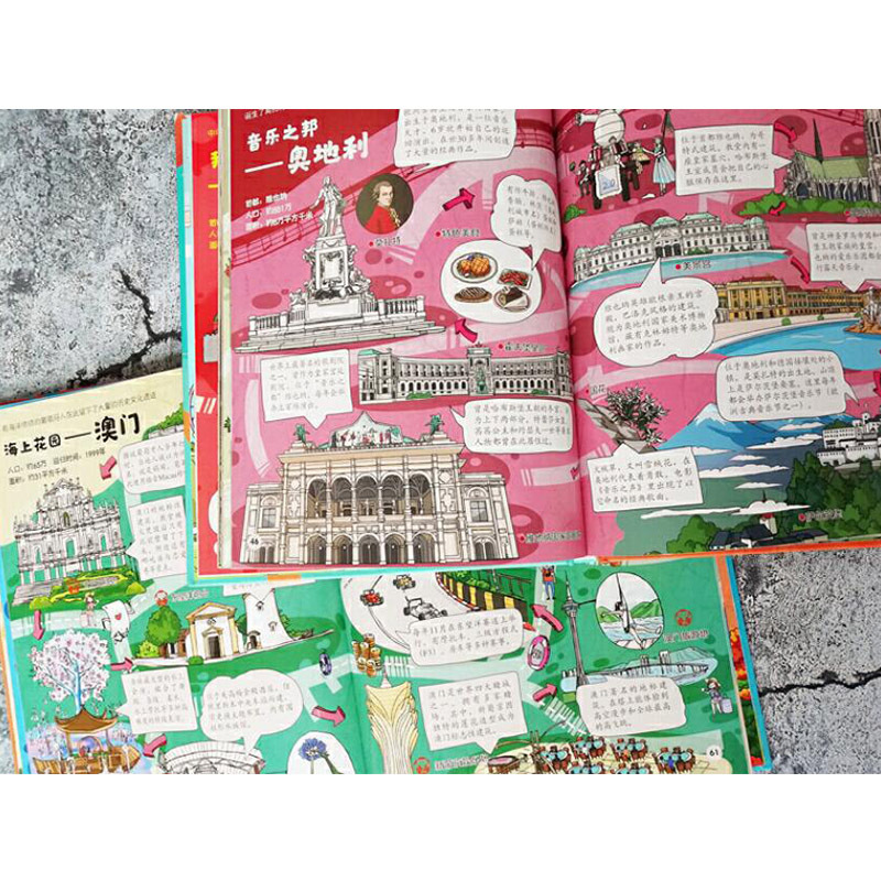2册精装 [正版]全2册精装和爸妈游世界游中国给孩子的手绘世界地理绘本适合3岁以上日知童书