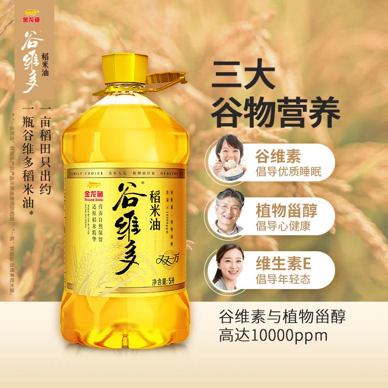 金龙鱼谷维多双一万稻米油5L 谷维素甾醇米糠家用炒菜食用油图片