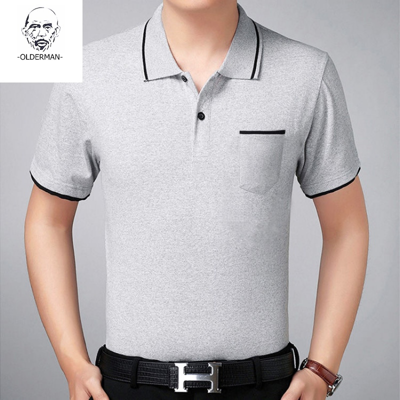 老人头2020夏季中年男士t恤短袖中老年人男装打底衫4050岁爸爸装polo