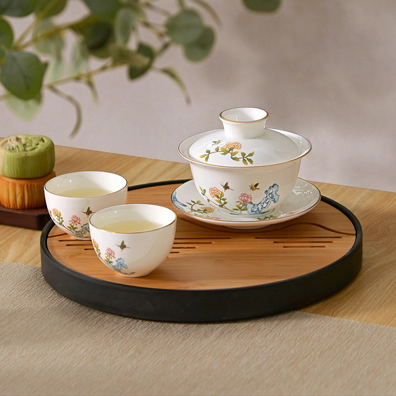北国风光骨瓷茶具套装金枝玉叶TS-0122P套高清大图