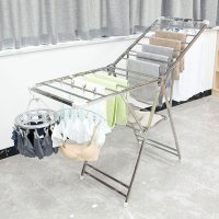 盼盼晾衣架不锈钢落地折叠翼型室内外阳台宝宝晒被家用婴儿尿布架400U