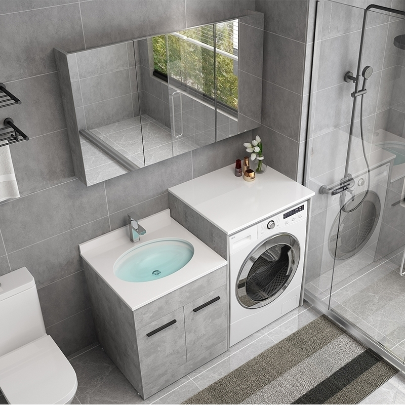 洗衣机柜子实木高低阳台洗衣柜组合滚筒一体柜伴侣浴室池盆带搓板13米