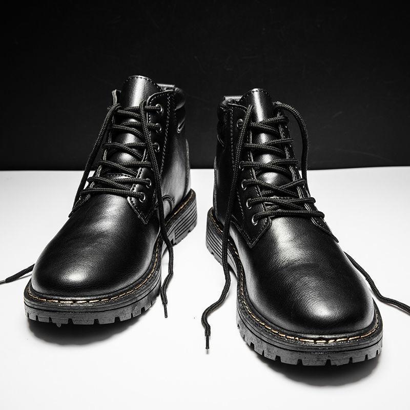 男士皮靴 2020马丁靴男高帮加绒保暖棉鞋英伦风内增高韩版冬季靴高筒