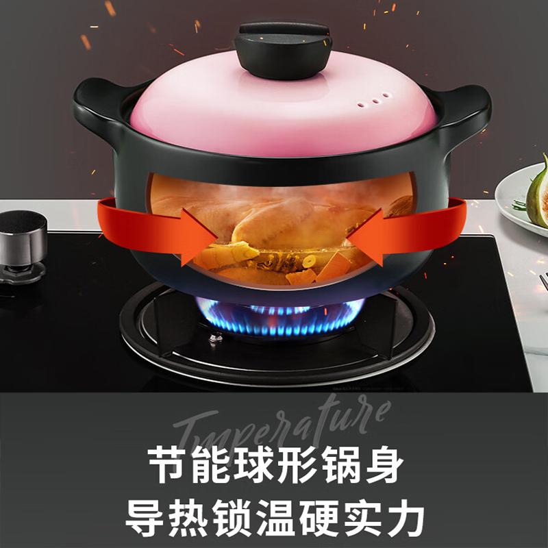爱仕达(ASD)砂锅进口锂辉石煲汤炖锅4.5L煲汤煲仔饭砂锅家用陶瓷锅燃气灶沙锅 RXC45B3Q