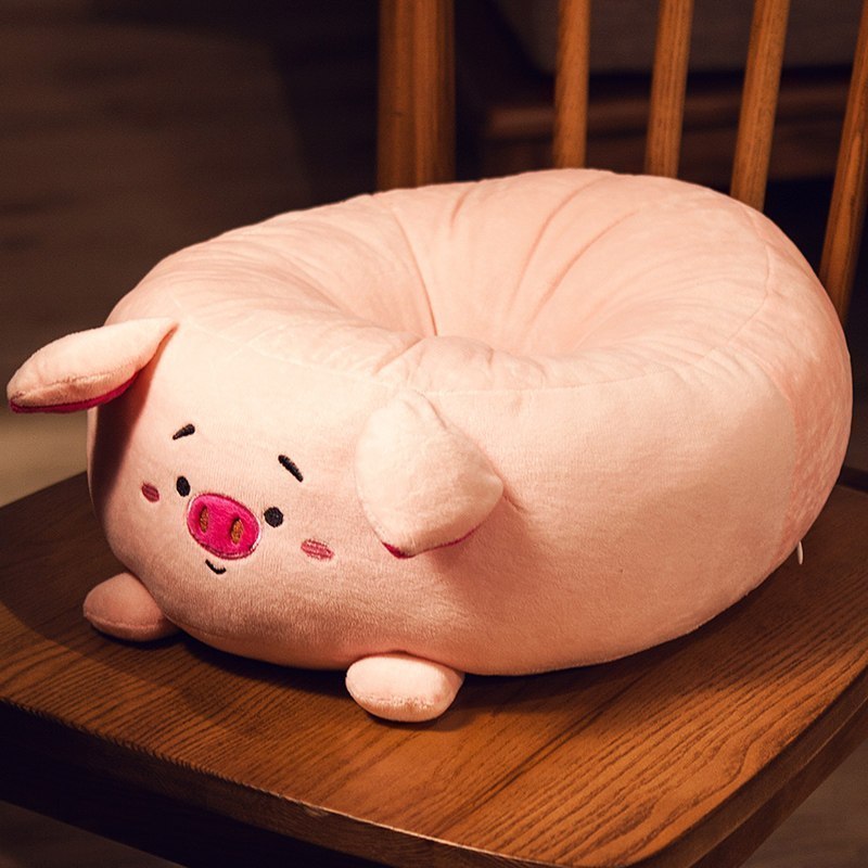 汐岩懒人榻榻米垫子坐垫靠背日式家用地上阳台飘窗垫加厚圆形 粉色小猪38cm