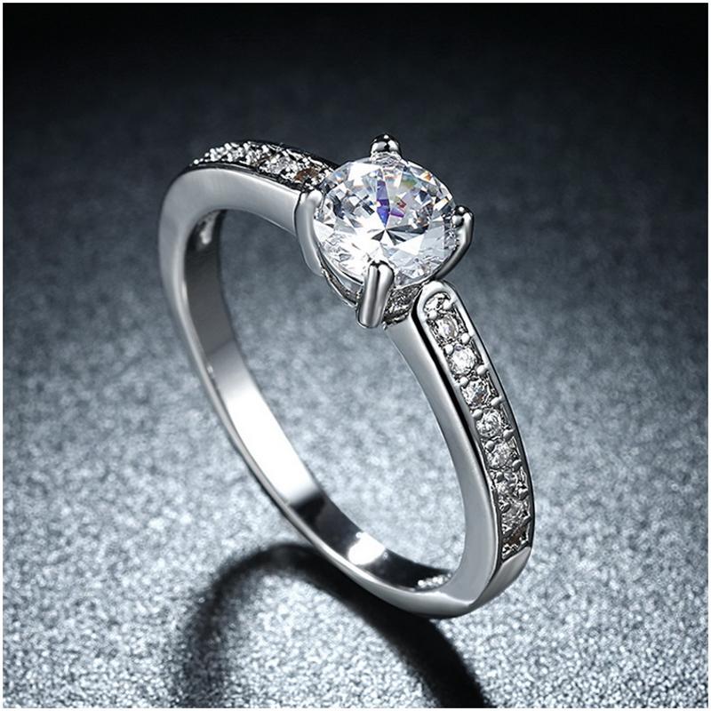 R815-CCouple Love Gold Rings铂金订婚戒指男女钻石情侣简约日韩送女朋友七夕情人节礼物