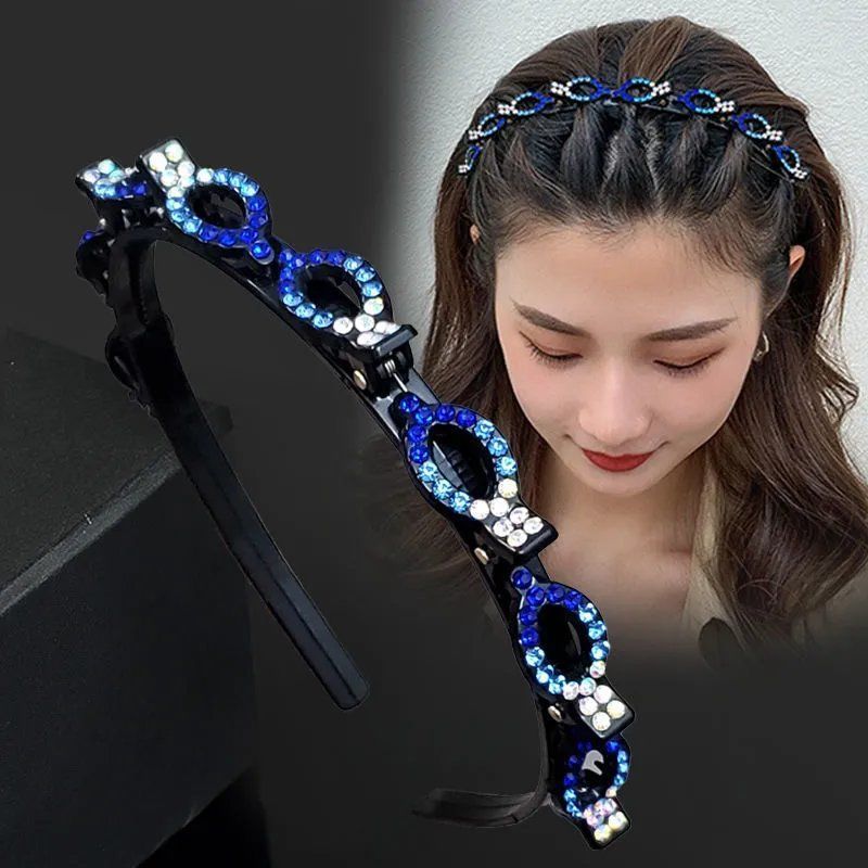 编织发夹刘海固定发卡懒人发饰盘发编发神器编发2件夹子发箍彩深浅紫