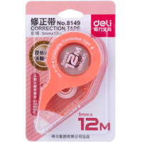 得力(deli)8149 修正带 学生考试文具12m大容量 改正带 涂改带改错带 小清新 办公使用 彩色改字带 红色1只