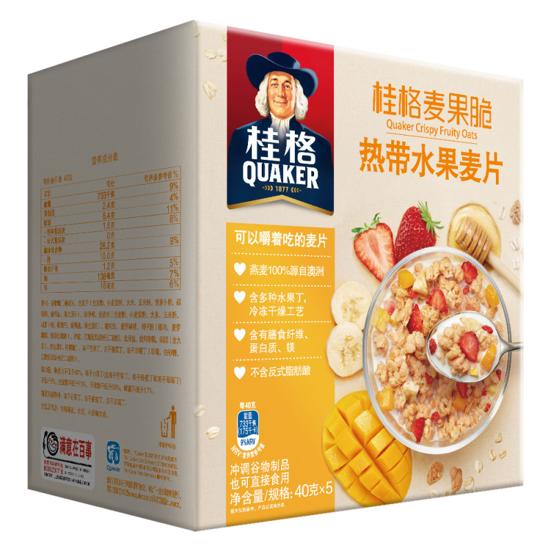 桂格麦果脆热带水果麦片-盒装 200G