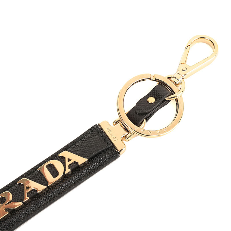 prada普拉达女士金属配皮钥匙扣挂饰1pp067053