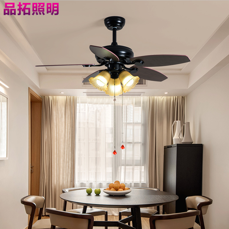 Grevol品拓pintuo风扇灯LED吸顶灯风扇灯吊灯简约现代吸顶灯铁艺客厅餐厅饭厅吊灯具现代北欧风格灯具22M2