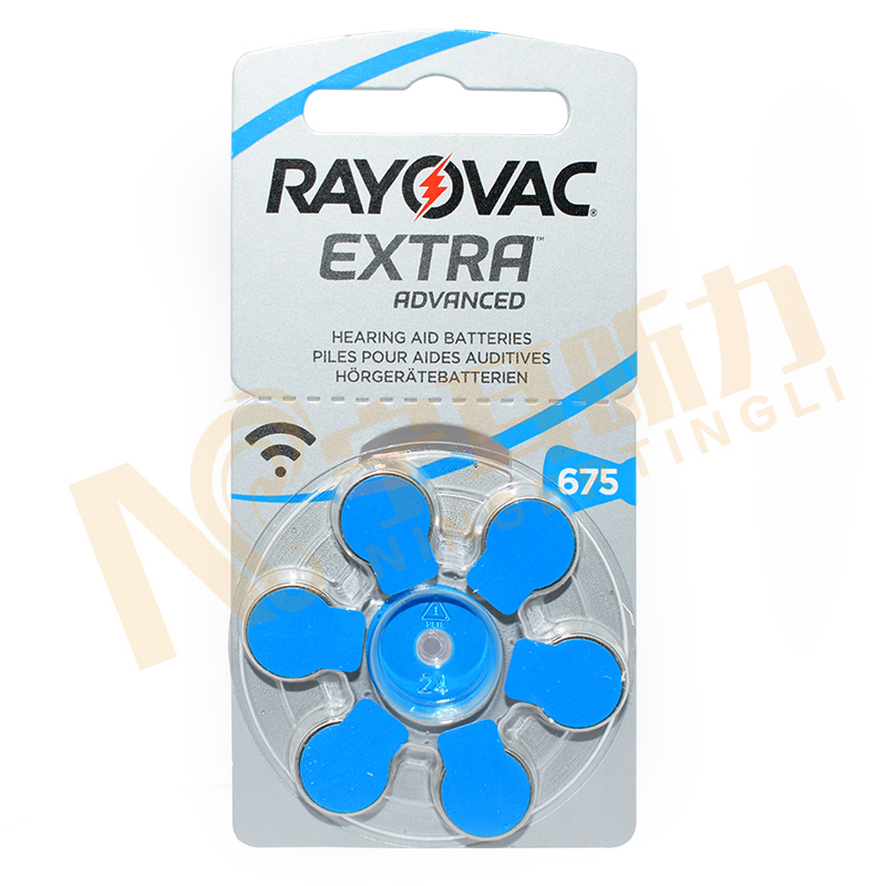 奥迪康(OTICON)英国原装RAYOVAC雷特威EXTRA助听器电池锌空气A675号无汞PR41电池1板6粒