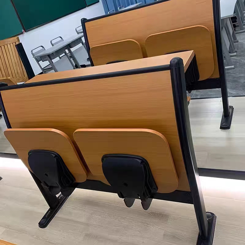 豪利特阶梯教室排椅礼堂椅带写字板自动翻版课桌椅固定钢木[工厂现做 七天内发货]
