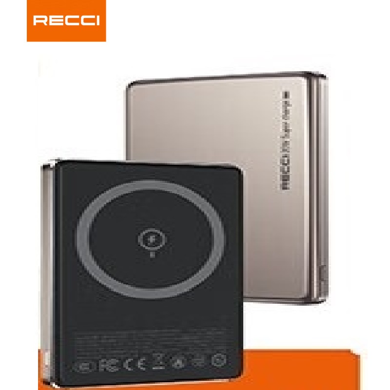 锐思RECCI 磁吸无线充移动电源 金属磁吸 5000毫安磁吸 迷你款 RPB-W20钛金色