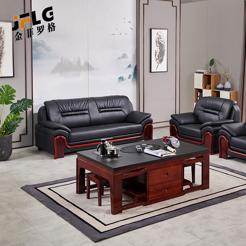 苏宁 金菲罗格 办公家具 商务接待新中式办公沙发高清大图