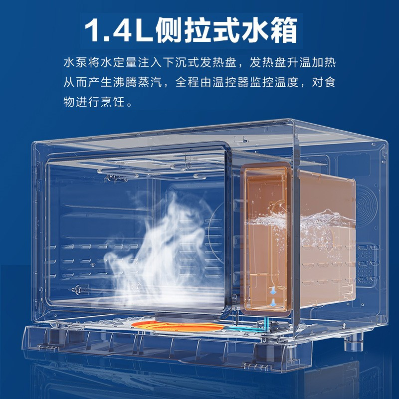 格兰仕(Galanz)蒸烤箱家用台式电蒸炉26L大容量多功能烤箱智能菜单蒸烤一体机1226GW