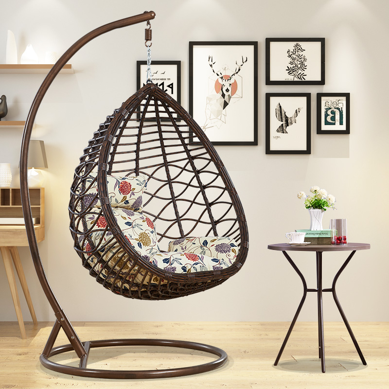 吊篮藤椅阳台吊椅家用室内秋千鸟巢椅子吊兰椅吊床网红摇篮椅|仿木纹