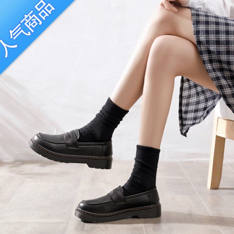 SUNTEK小皮鞋女春季乐福鞋百搭日系学院风jk制服鞋英伦风复古平底单鞋女图片