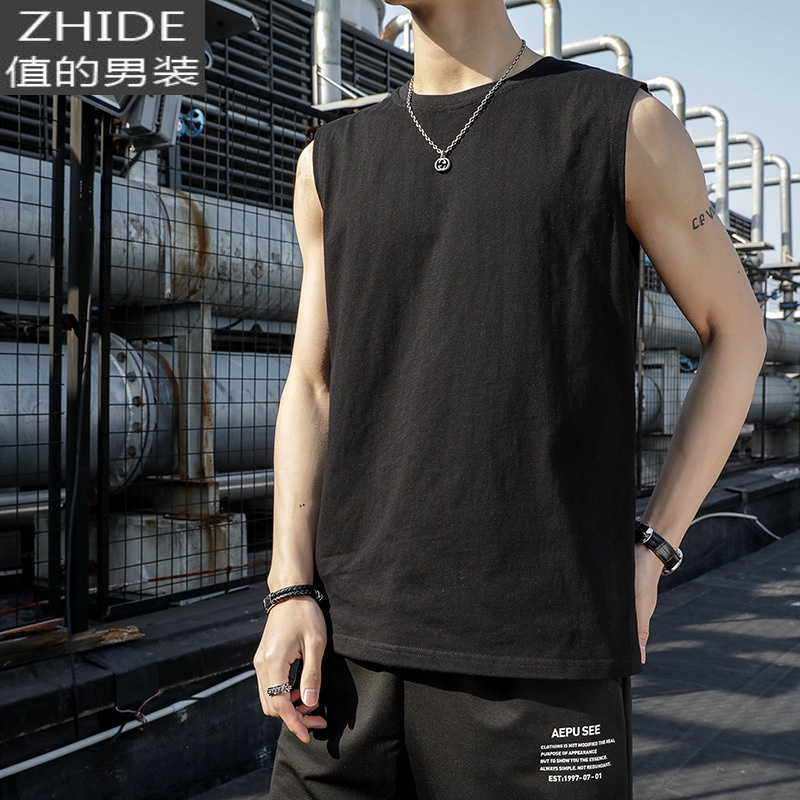 suntek棉白背心男士无袖t恤夏季篮球运动健身男生打底