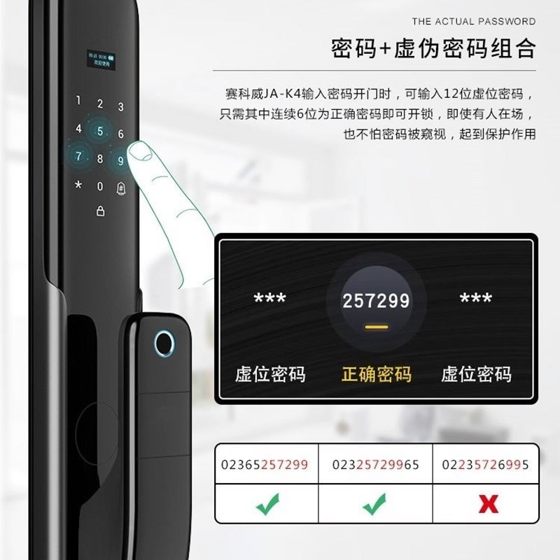 全自动智能锁指纹锁家用防盗门锁密码锁刷卡电子锁 黑色