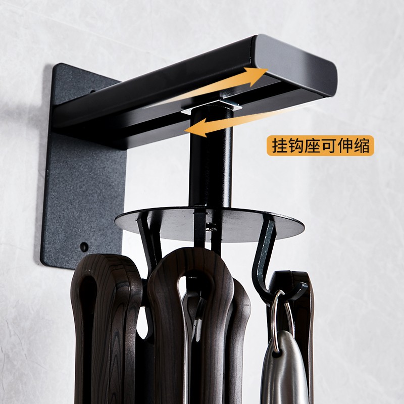免打孔厨房收纳架置物架旋转挂钩锅铲厨具架子壁挂式各种挂件收纳层架 三维工匠高清大图