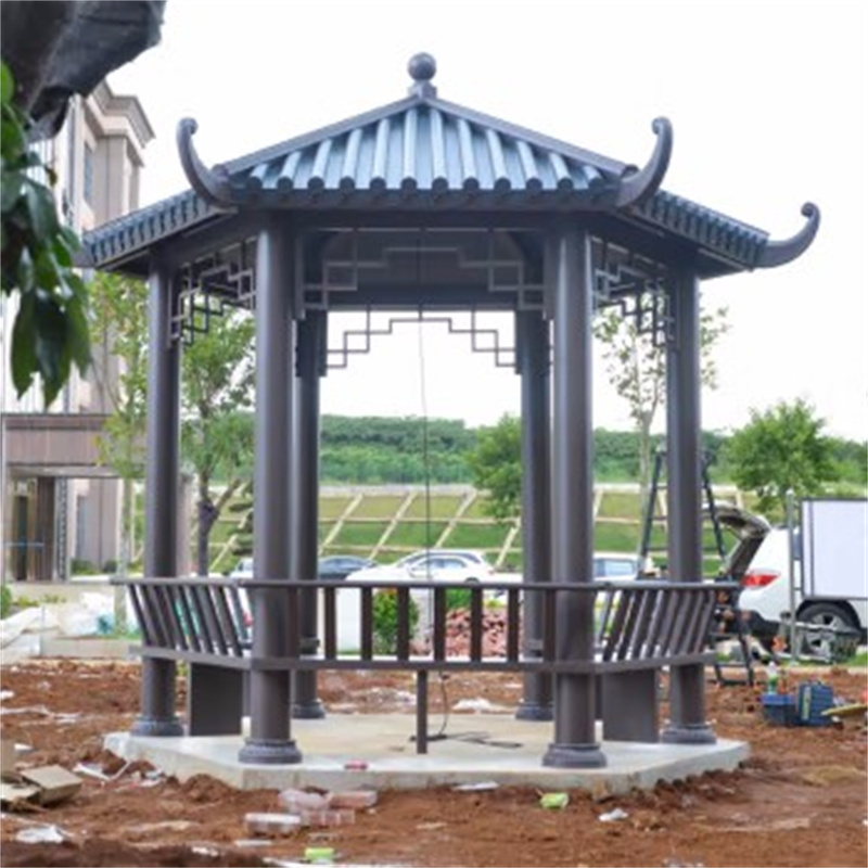 环杰铝合金凉亭hj1610现代新中式户外休闲景观亭子顶对角38米六角亭
