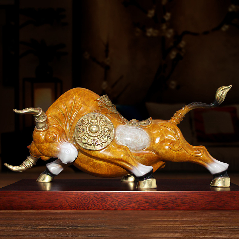 慕洛奇运势如虹全铜蛮牛摆件装饰工艺品店铺开业创意礼品招财客厅书房