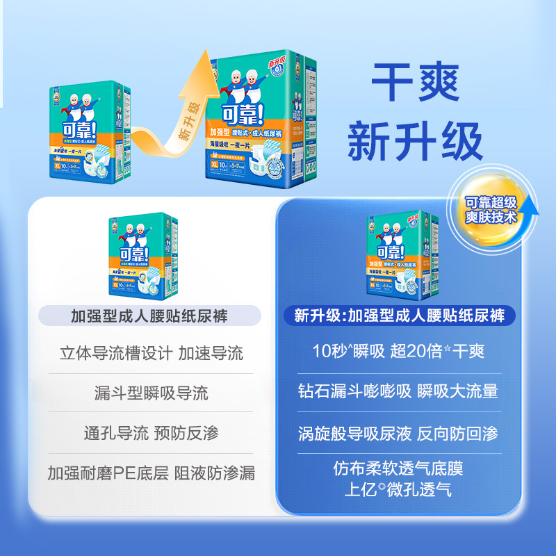 可靠加强夜用型成人纸尿裤 老年人尿不湿 XL加大号整箱60片