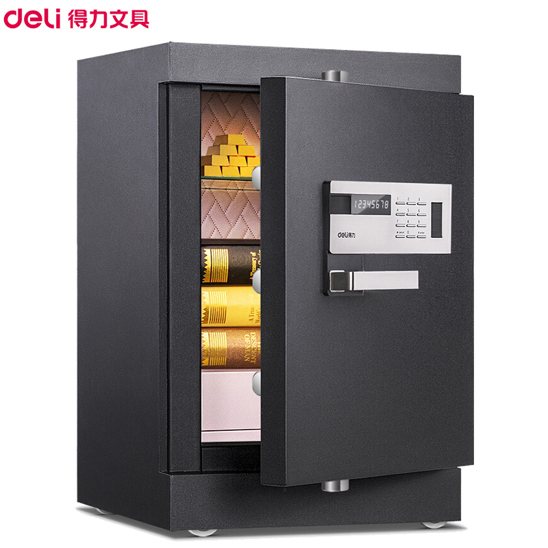 得力(deli)4095电子密码保险箱 黑色 高62cm 电子防盗保险箱 3C认证办公家用防盗合同资料保险柜