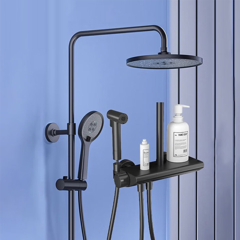 九牧（JOMOO）淋浴花洒恒温花洒套装带喷枪自动除垢大置物平台恒温花洒26164-644/KB-1高清大图