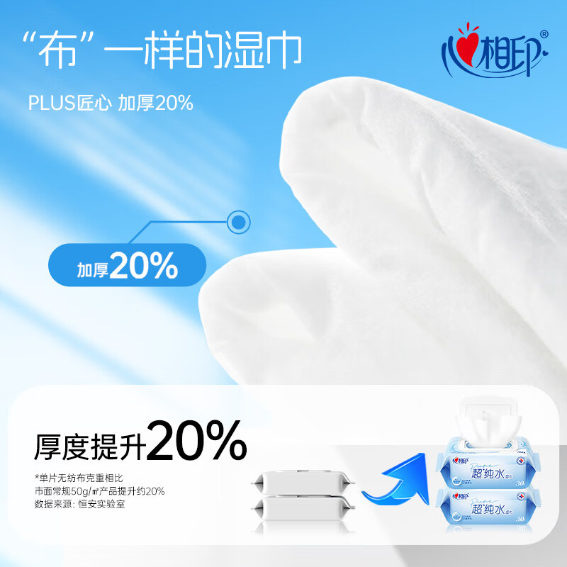 心相印超纯水湿巾婴儿湿纸巾加厚家庭装用实惠手口可用30片装 XCC030高清大图
