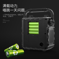 AMOI/夏新Q5户外蓝牙音箱广场舞音响手提重低音炮便携式播放器迷你无线话筒K歌教学扩音移动时钟插卡充电收音旗舰话筒版红
