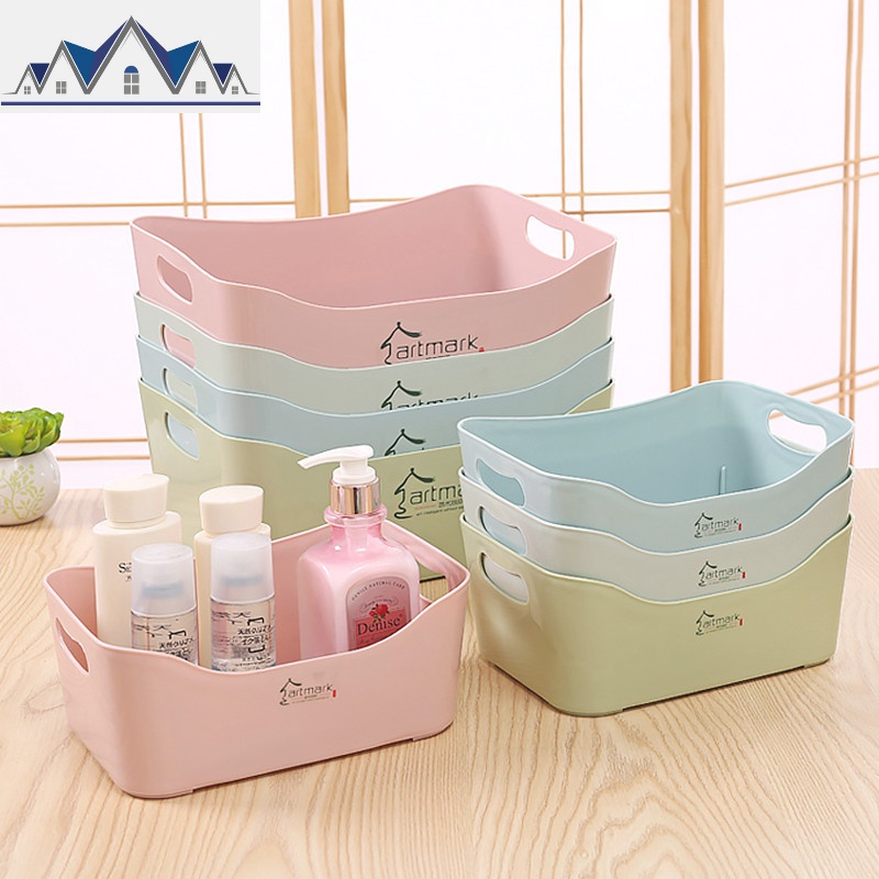 多用途长方形桌面收纳盒厨房浴室化妆品置物篮食品杂物台面整理筐_1_272高清大图