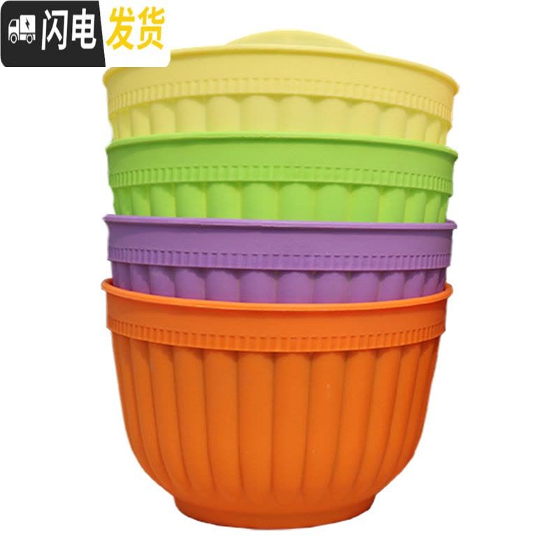 三维工匠阳台客厅悬挂墙式壁挂半圆创意绿萝吊兰式塑料花盆装饰送挂钩配件 粉色6个(送配件) 大号[长25cm]花盆容器图片