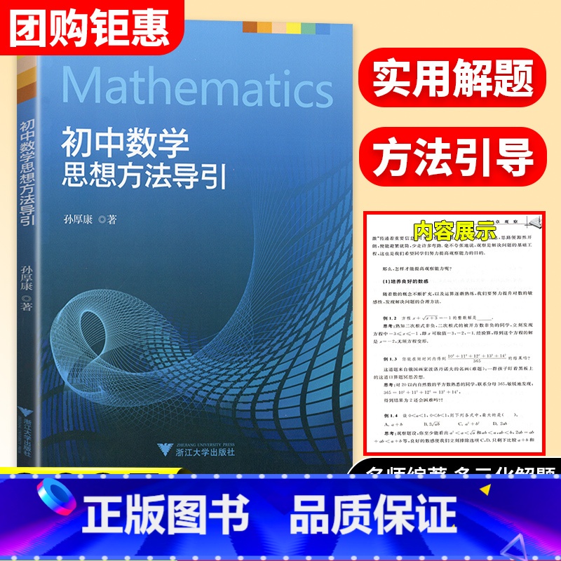 数学思想方法导引 初中通用 【正版】2025新版初中高中数学思想方法导引浙大优学七八九年级上下册初中数学解题技巧辅导资料
