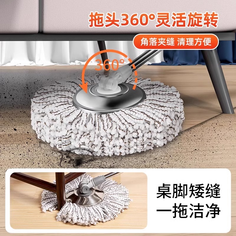[补贴10%]通用旋转拖把杆可替换免手洗家用墩布拖布一拖净替换配件手压单杆高清大图
