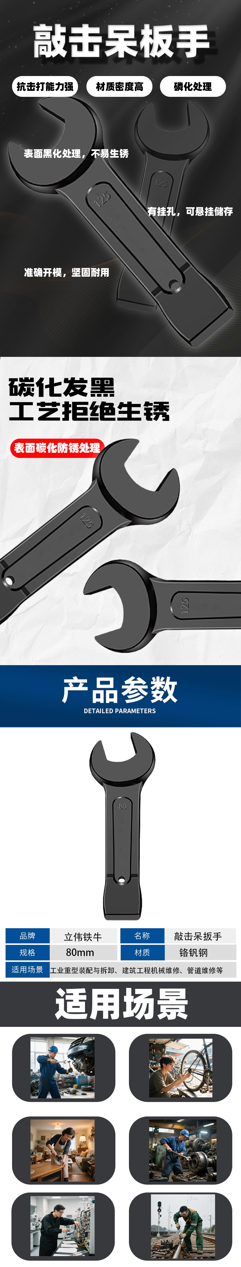 立伟铁牛敲击呆扳手80mm/把高清大图