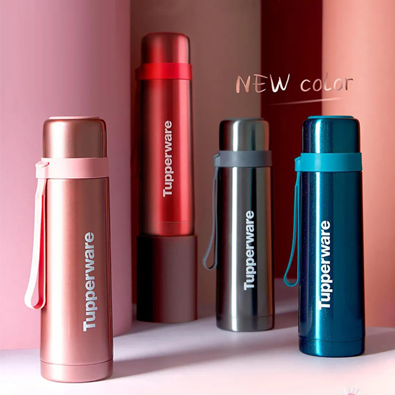 特百惠tupperware真空保温杯500ml男女士通用304不锈钢带杯绳直饮广