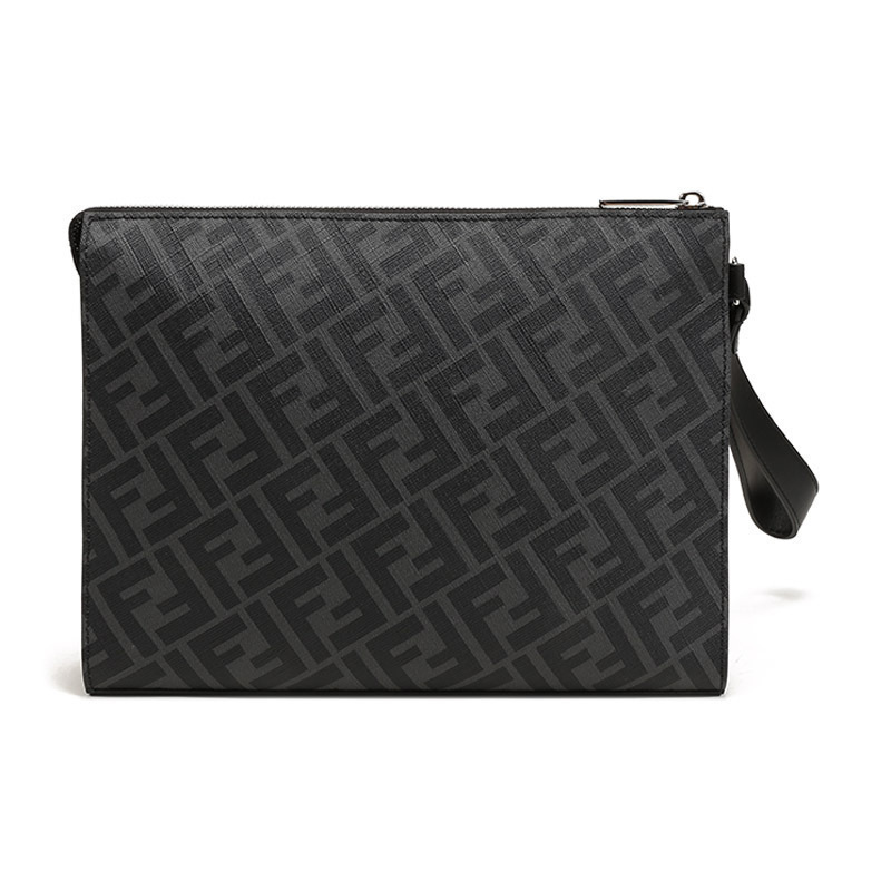 芬迪fendi男士涂层面料配皮手拿包7va491a9xs