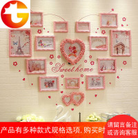 欧式心形照片墙 实木客厅卧室温馨装饰ins背景墙创意挂墙相框组合