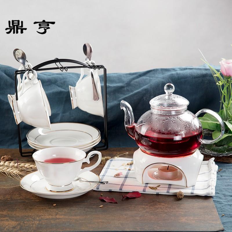 鼎亨花茶壶套装玻璃煮水果茶壶陶瓷下午茶花果茶茶具家用蜡烛加热